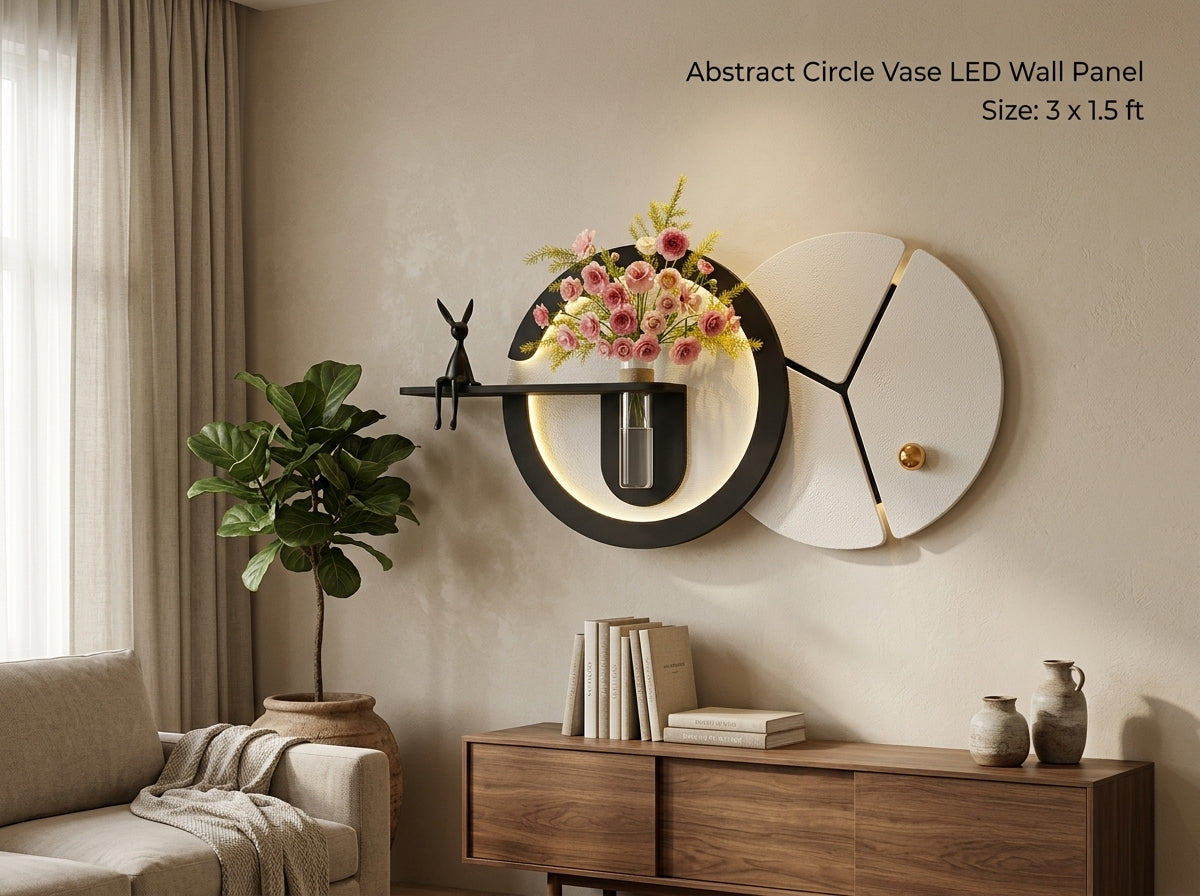 LED wall art Abstract Circle Vase Panel for living room decor