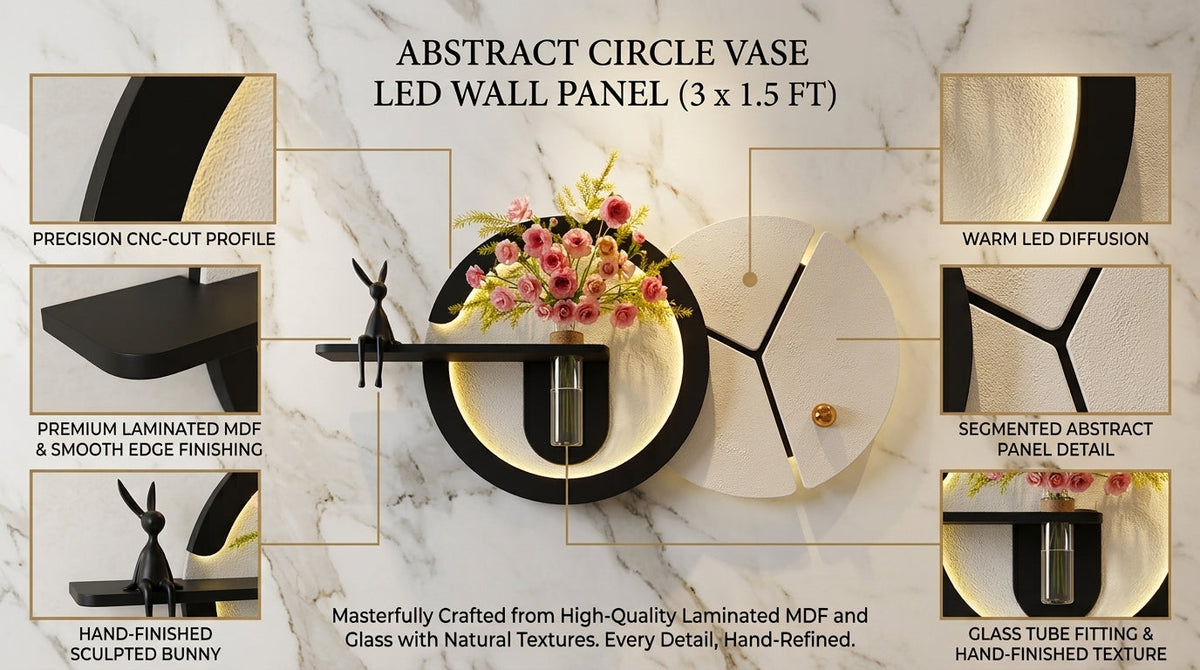 LED wall art Abstract Circle Vase Panel features in detail