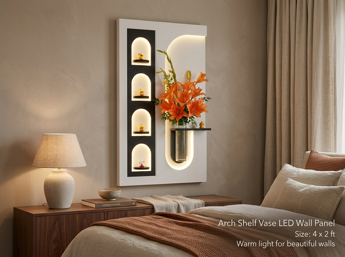 LED wall art Arch Shelf Vase Panel for living room decor