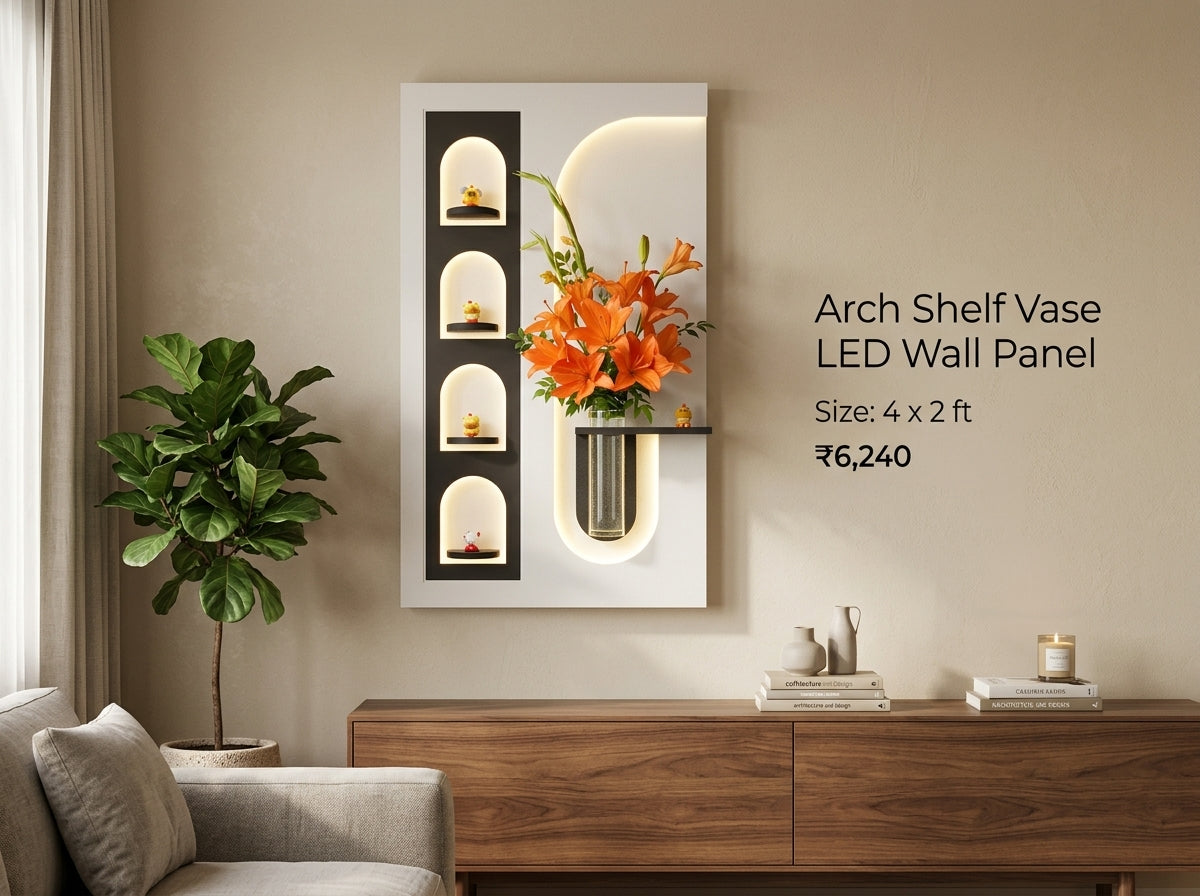 LED wall art Arch Shelf Vase Panel for living room decor