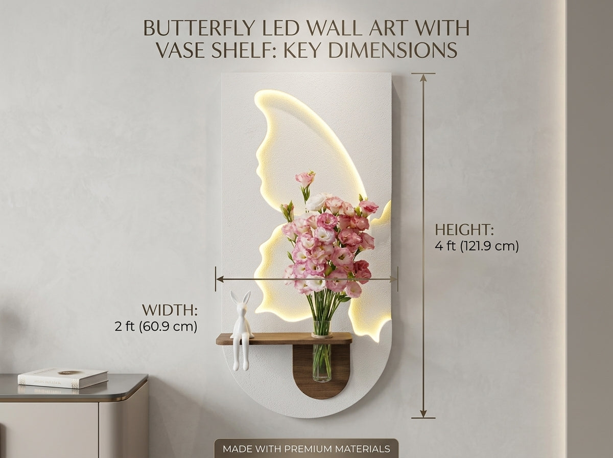 LED wall art Butterfly Vase Panel 4 ft x 2 ft size