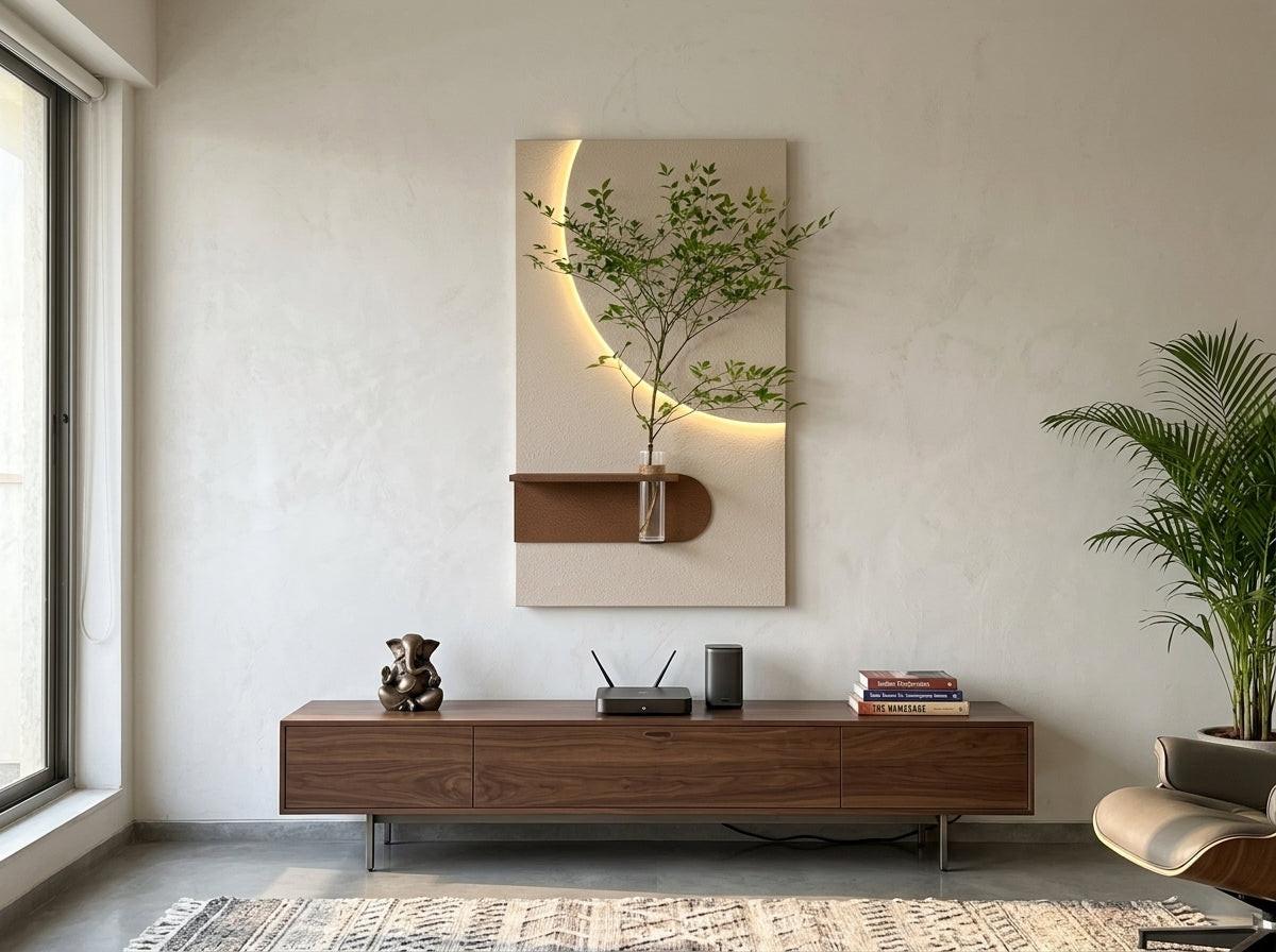 Wooden Wall Art with Shelf | Radha Wood