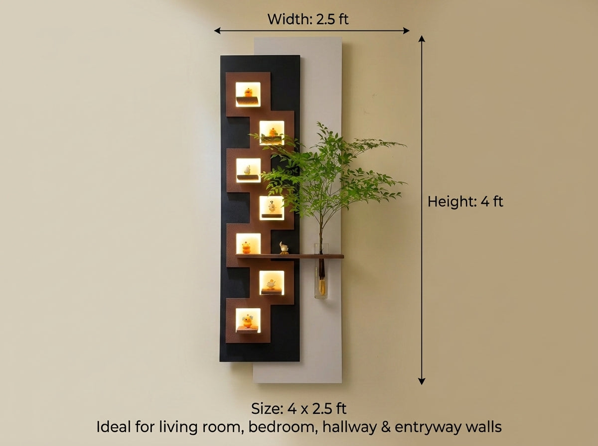 LED wall art Geometric Niche Vase Panel 4 ft x 2.5 ft size