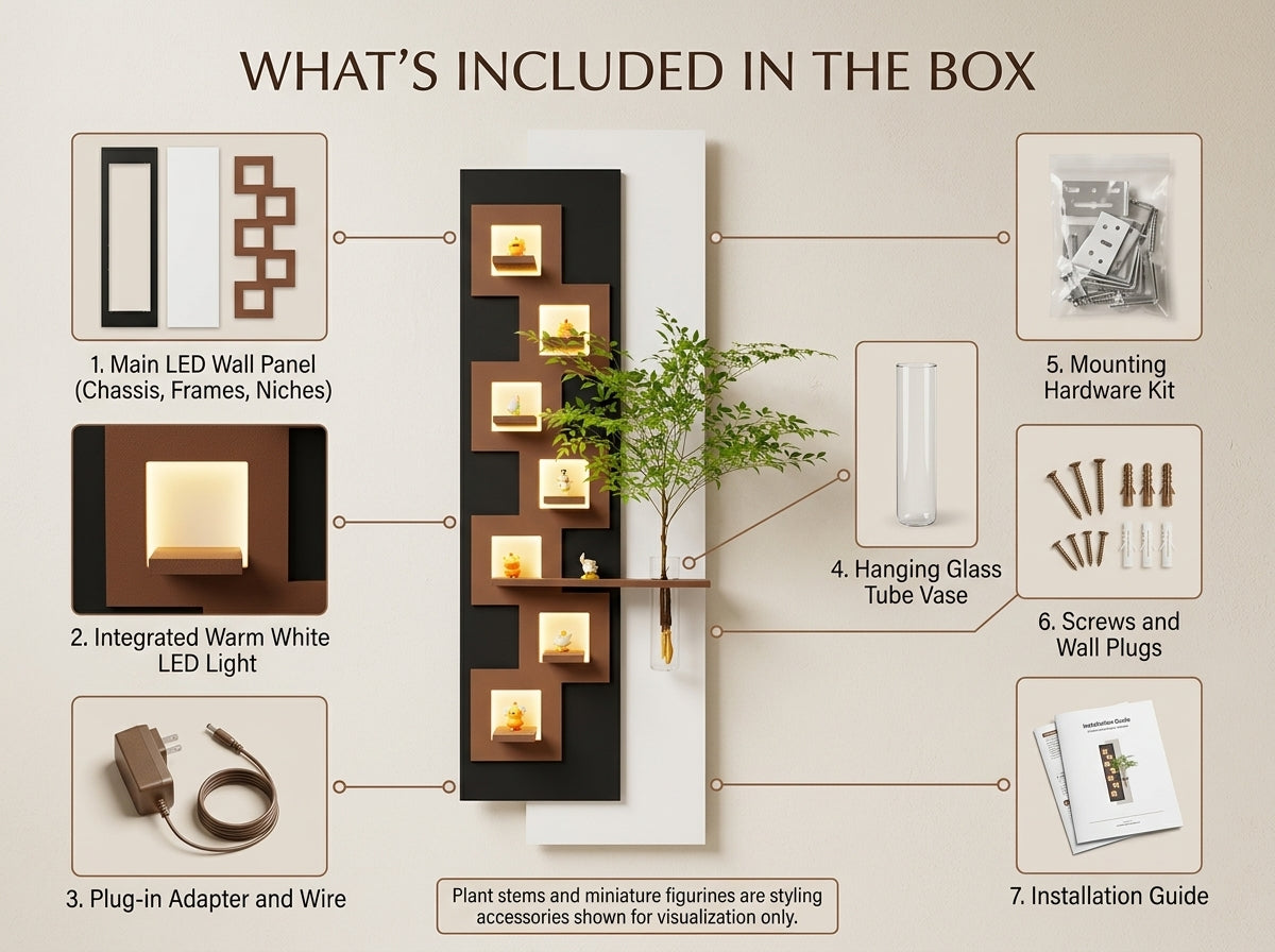 LED wall art Geometric Niche Vase Panel box contents