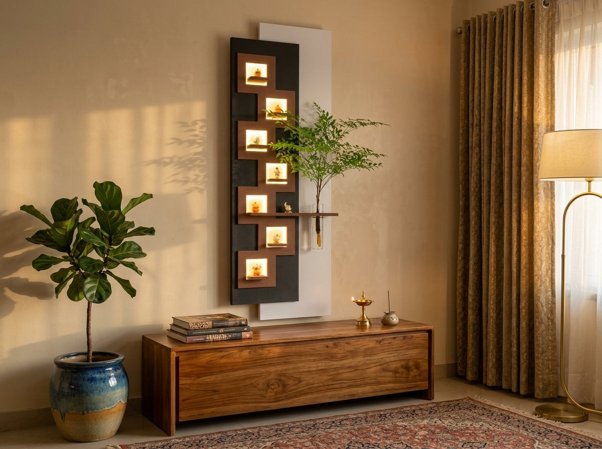 LED wall art Geometric Niche Vase Panel for bedroom hallway and dining