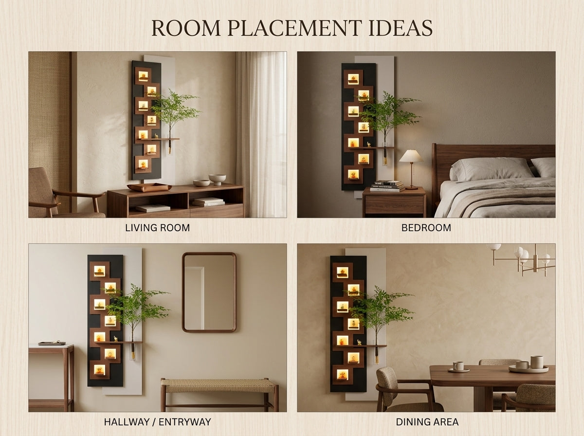 LED wall art Geometric Niche Vase Panel room placement ideas