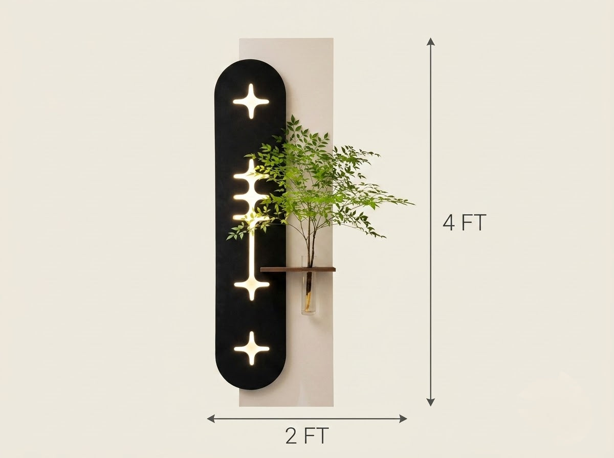 LED wall art Nandina modern wall decor with warm ambient lighting