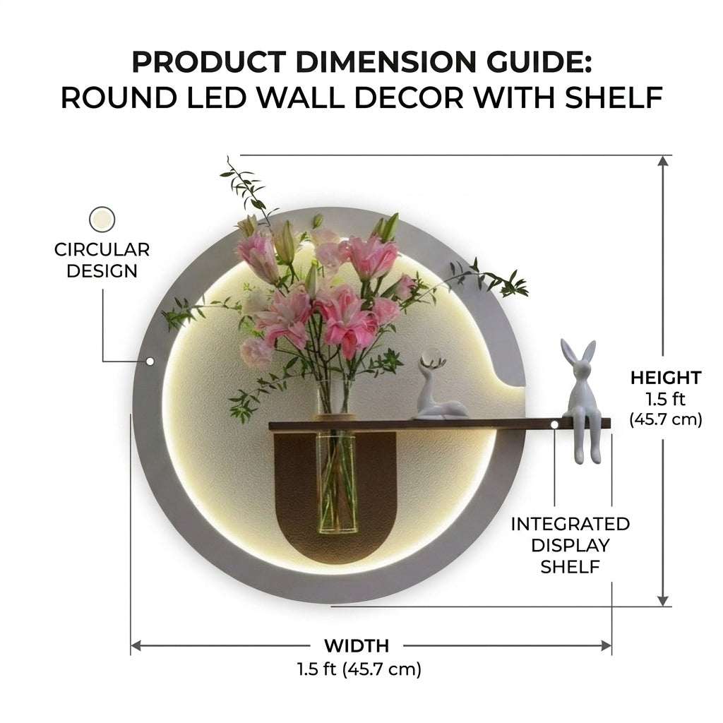 Luxury wooden wall art with shelf and vase holder design