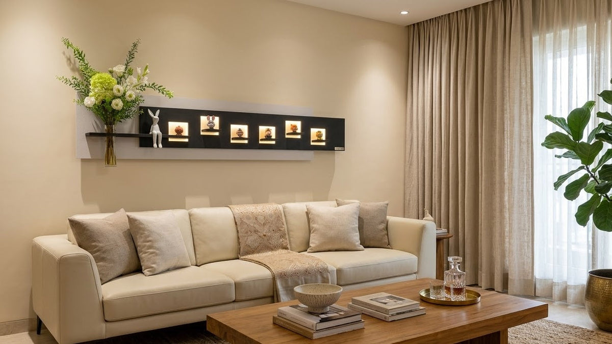 LED wall art package with vase, adapter, mounting kit and guide
