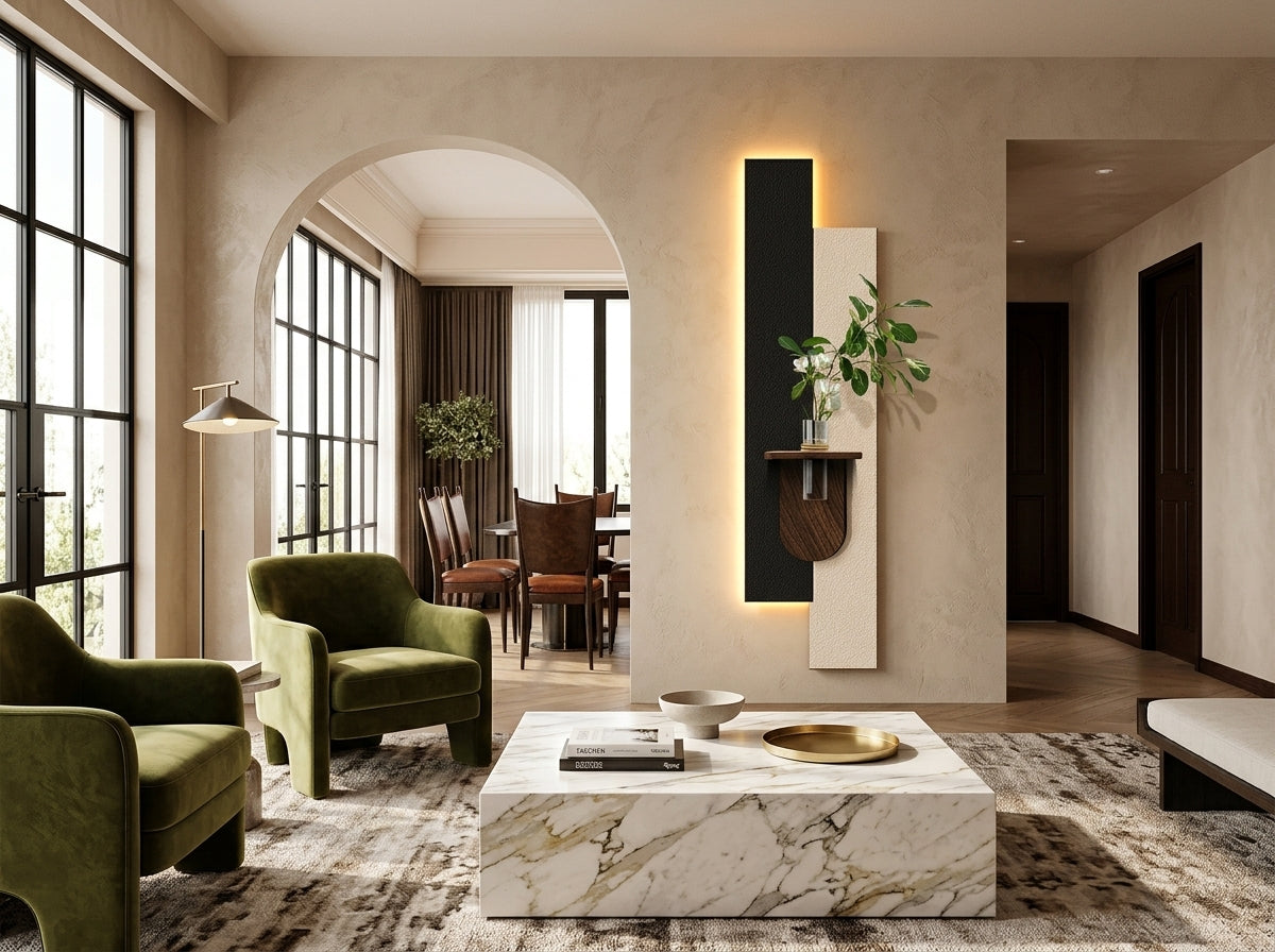 LED wall art dual tone vase panel for living room decor