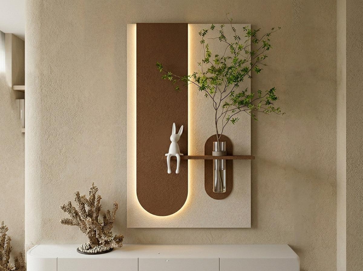 Wooden Wall Art with Shelf 75x45 cm | Radha Wood India