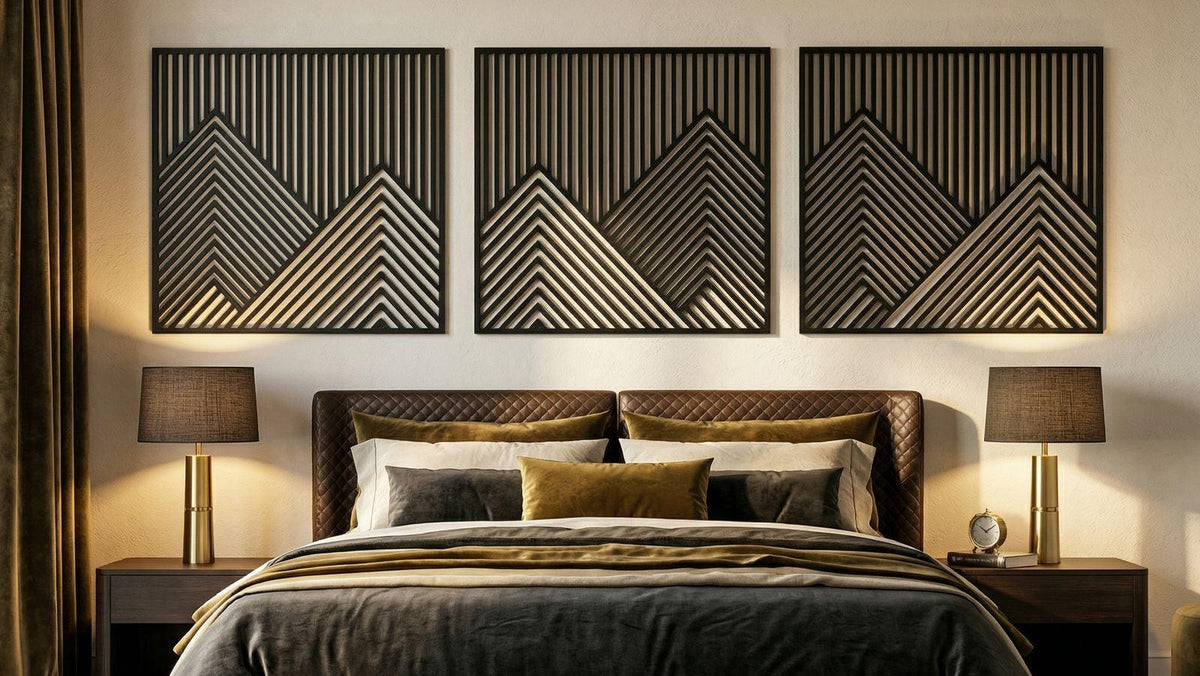 Modern Geometric Wooden Wall Art Set (Set of 3)