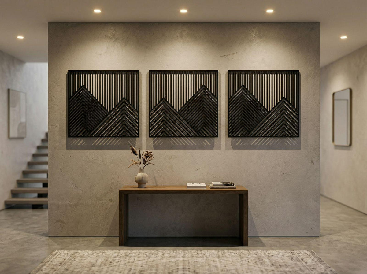 Modern Geometric Wooden Wall Art Set (Set of 3)