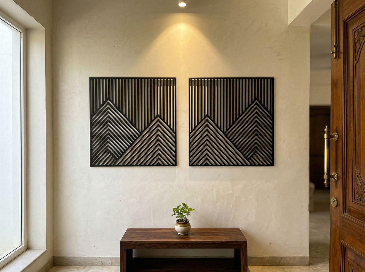 Modern Geometric Wooden Wall Art Set (Set of 3)