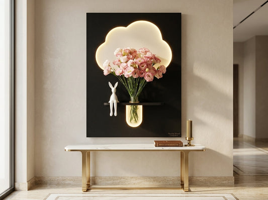 LED wall art Cloud Flower Vase Panel for foyer wall decor