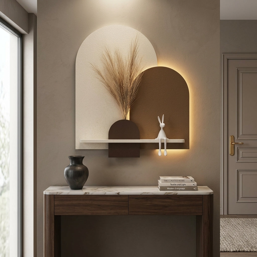 LED wall art arch aura panel features in detail – 3D texture, multi-layer design, handcrafted finish