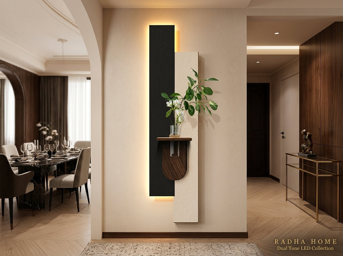 LED wall art dual tone vase panel for bedroom wall decor