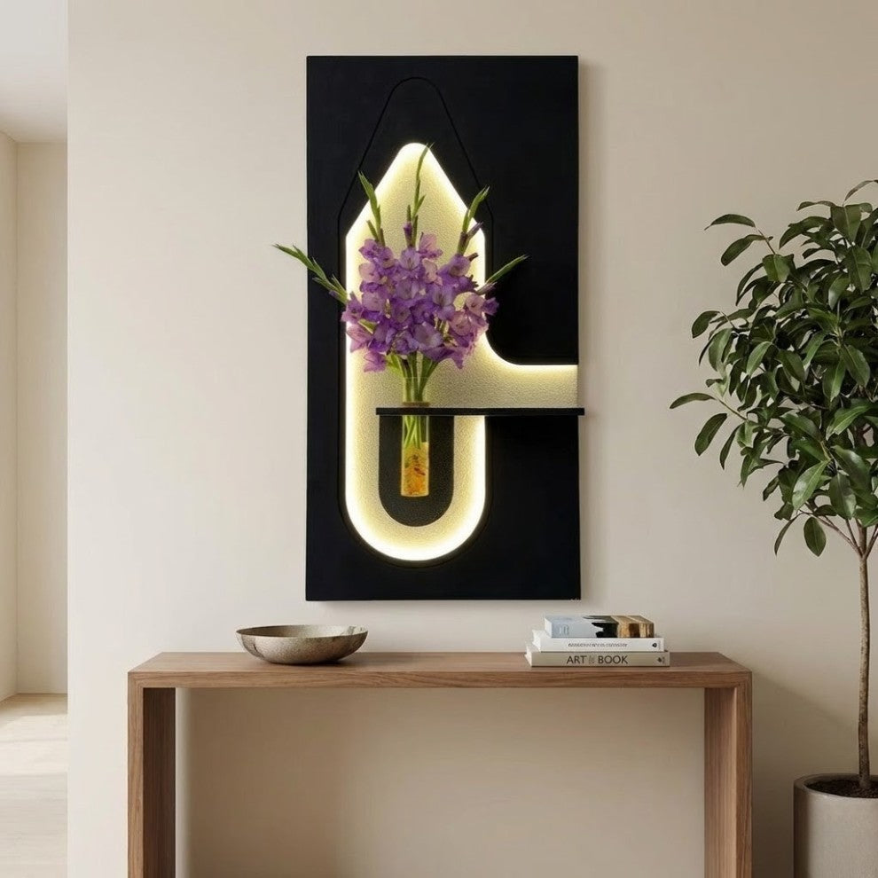 Premium LED wall art with soft lighting and floral design