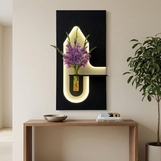 Premium LED wall art with soft lighting and floral design