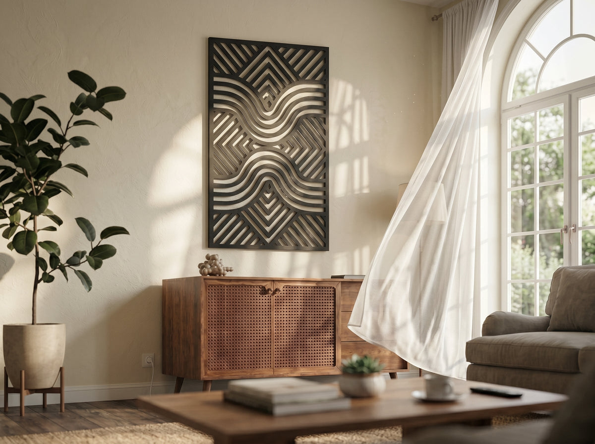 Large wooden wall art panel for home decoration