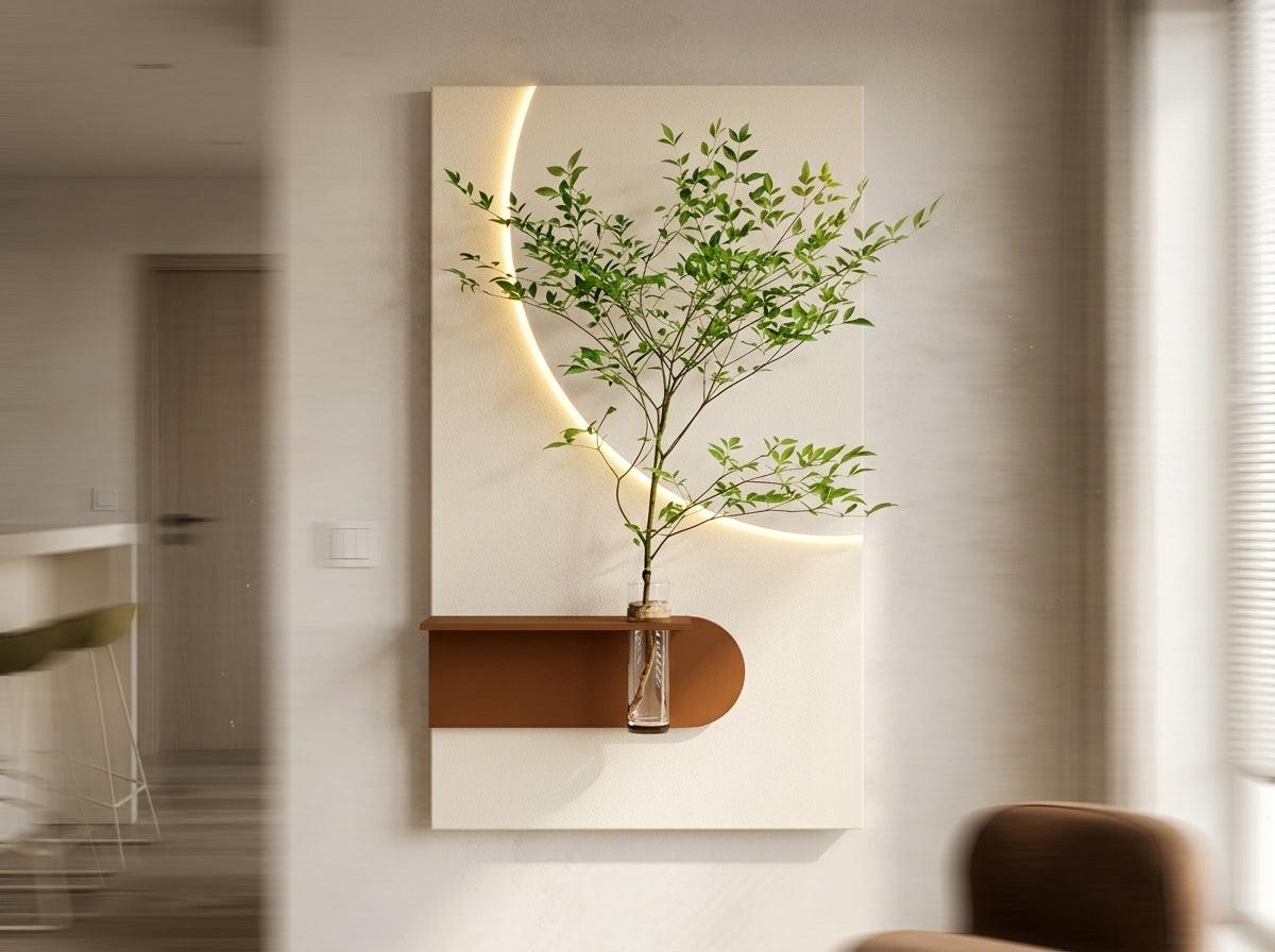 Wooden Wall Art with Shelf | Radha Wood