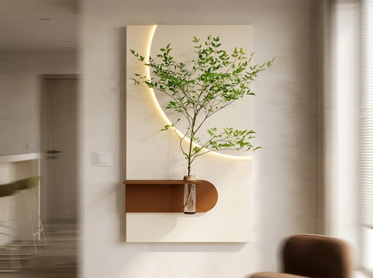 Wooden Wall Art with Shelf | Radha Wood