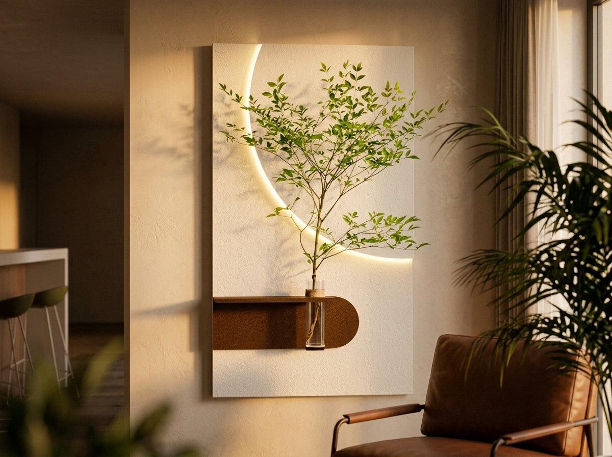 Wooden Wall Art with Shelf | Radha Wood