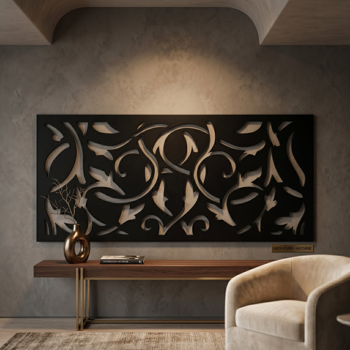 Decorative metal wall art for bedroom interior design