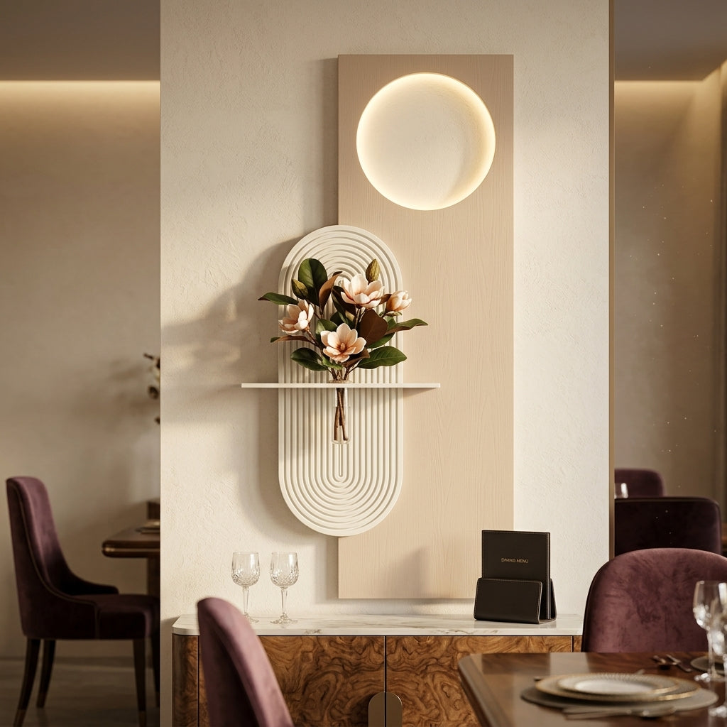 LED wall art Lunar Arch Vase Panel material and detail view