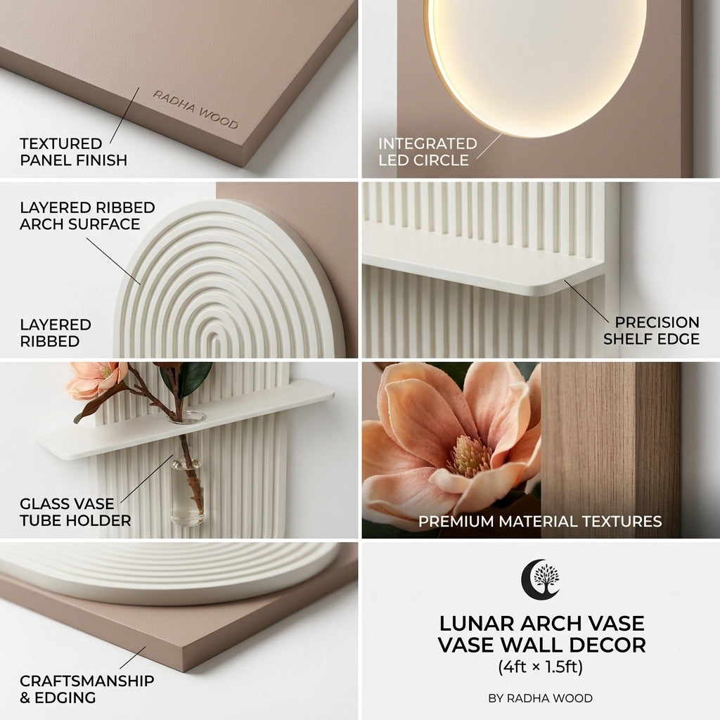 LED wall art Lunar Arch Vase Panel LED on off comparison