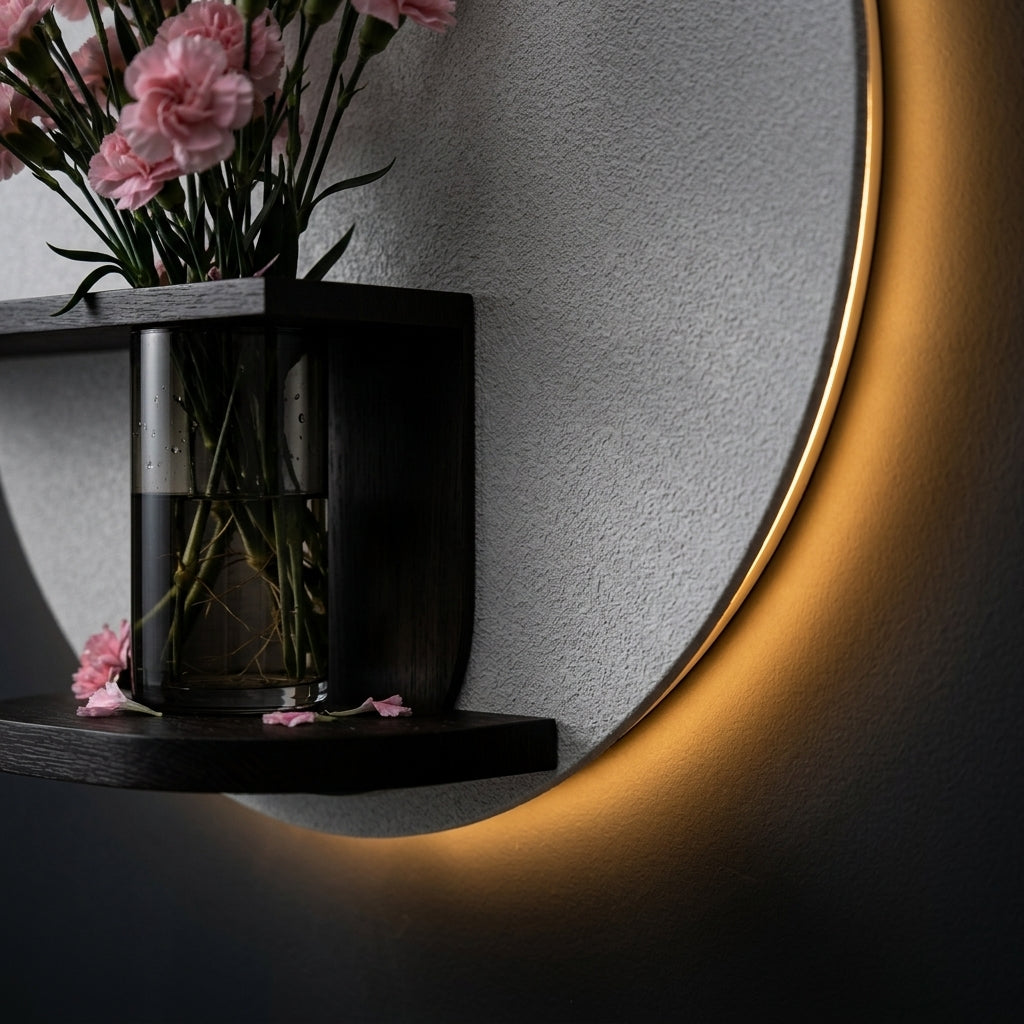 Modern LED wall art for living room with warm ambient lighting
