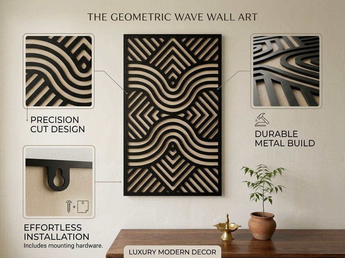 Premium wooden wall decor for living room interior