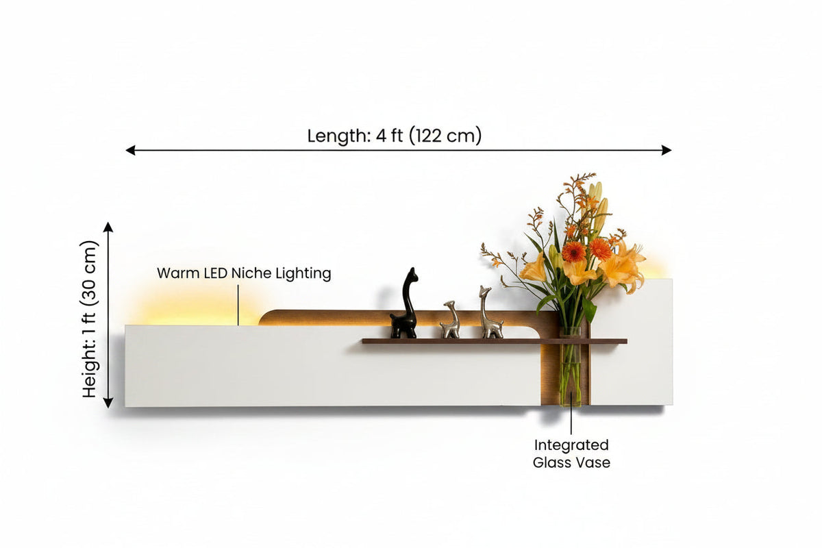 Minimalist horizontal LED wall art panel creating soft ambient light in living room