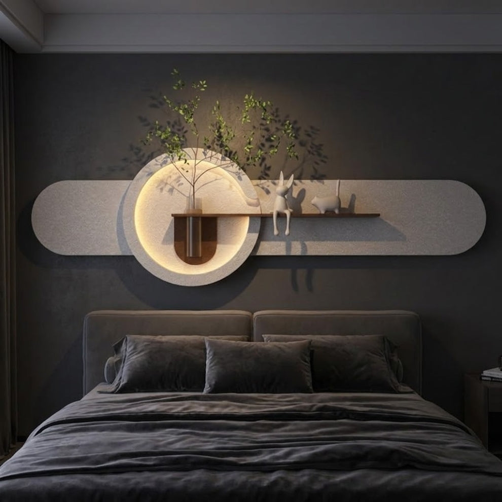 Decorative wall shelf with vase and minimalist design