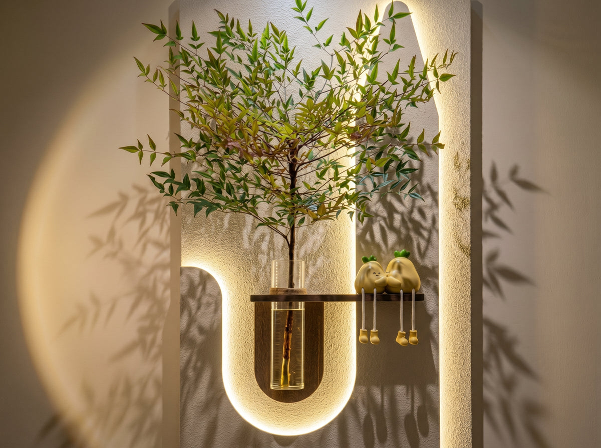 Close-up of premium laminated MDF LED wall decor showing design and finish