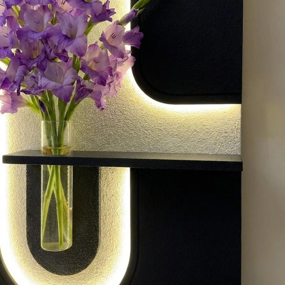 Aesthetic LED wall decoration with flower vase holder