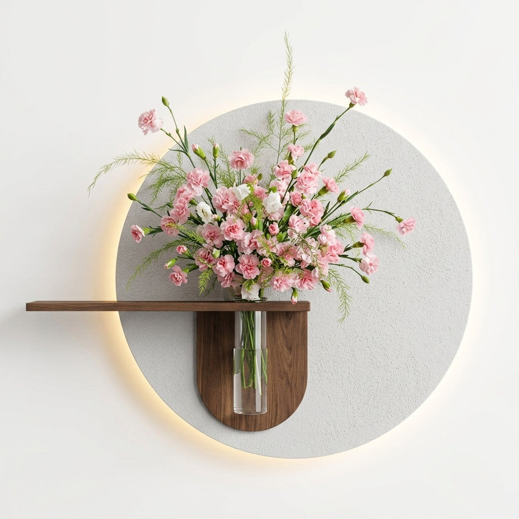 Luxury round wall decor with LED lighting for modern interiors