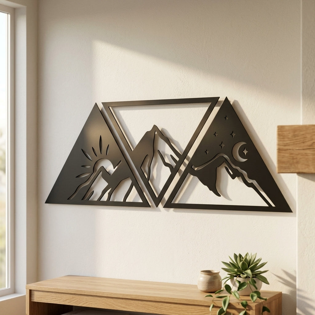 Minimalist mountain wall decor for home interior